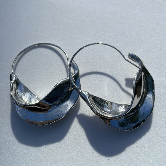 Zara Silver Half Moon Crescent Hoops - Picture 9 of 10